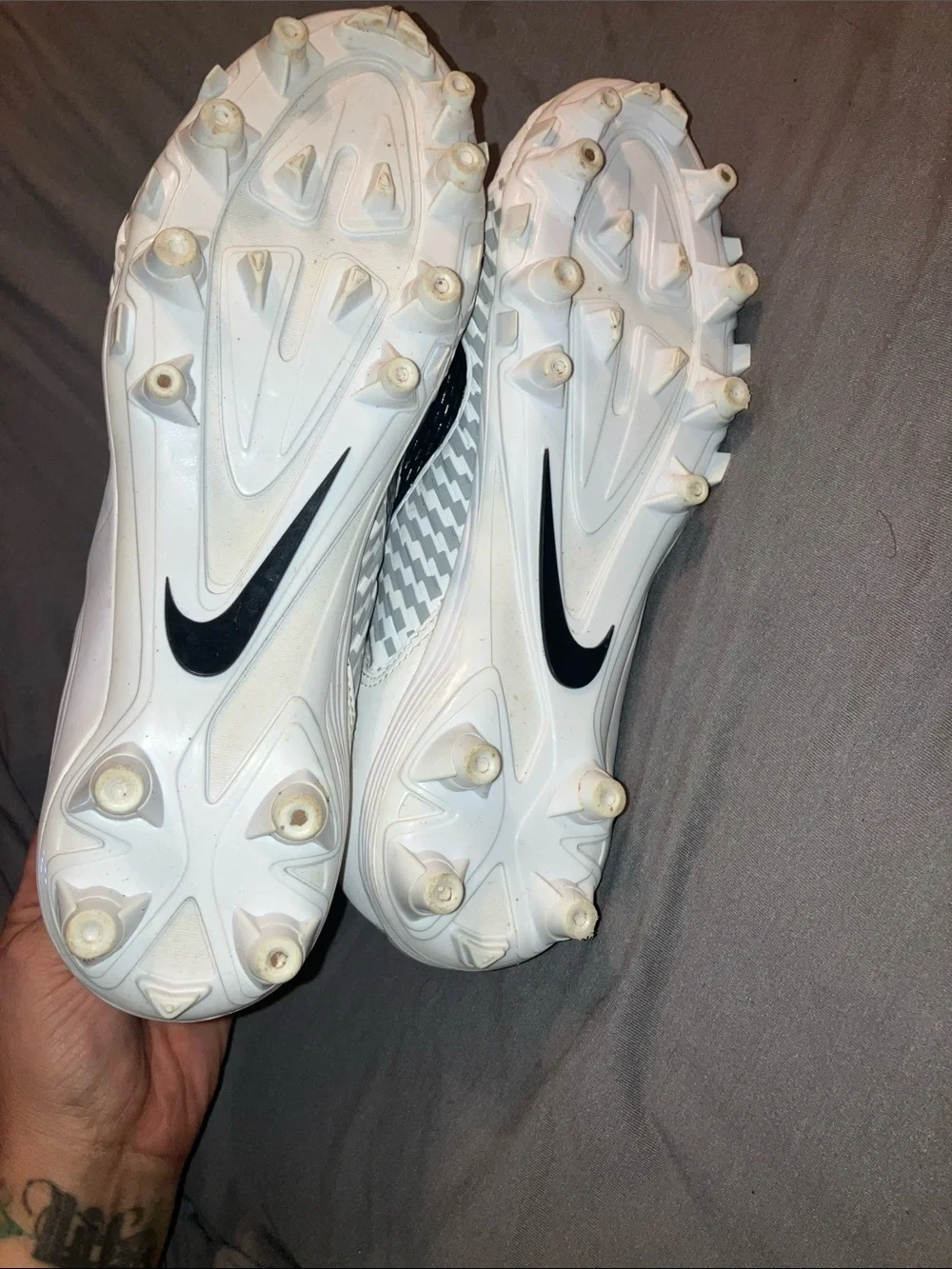 Nike Alpha Menace Pro ll White Football Cleats with Black Swoosh and Alpha Strap